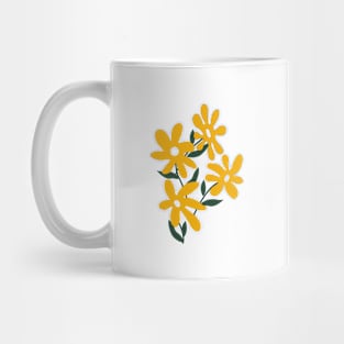 Yellow Flowers, Hand drawn Design Mug